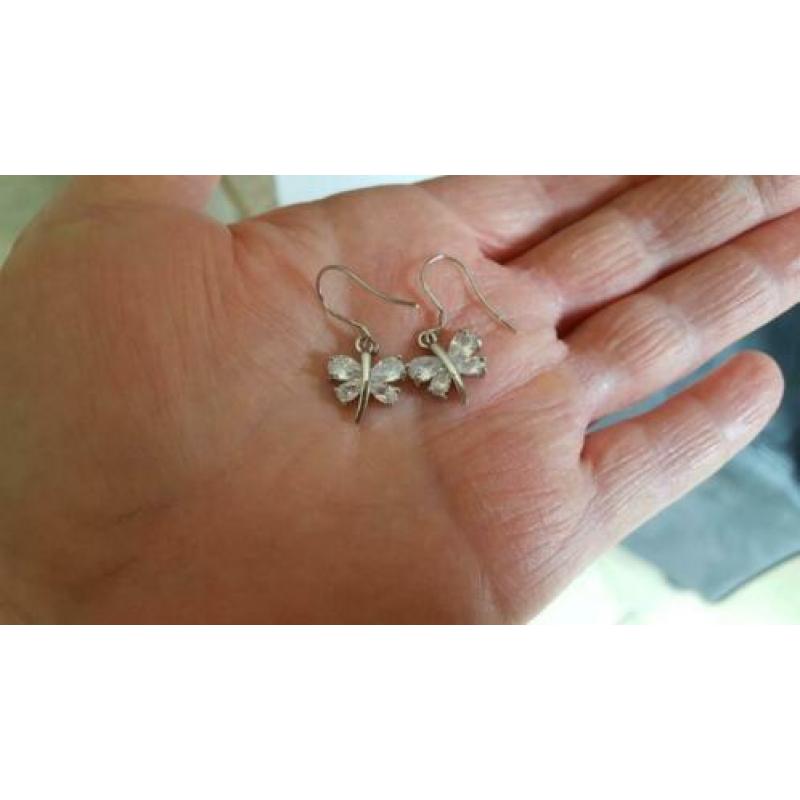 925 Sterling Zilveren Set Vlinders met Zirkonia Nieuw