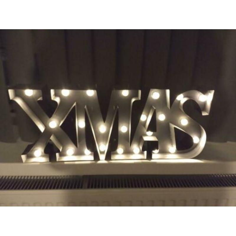 4x kerstdecoratie,letters xmas met led verlichting NIEUW