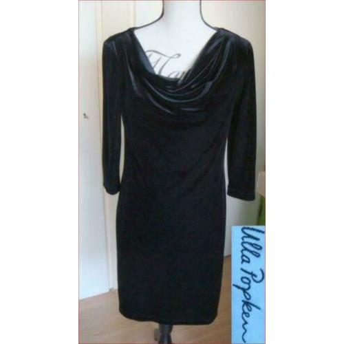 ULLA POPKEN fluwelen jurk met waterval decolette maat M