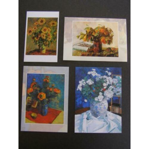 Dubbele kaart met schilderkunst: Bloemen in vaas