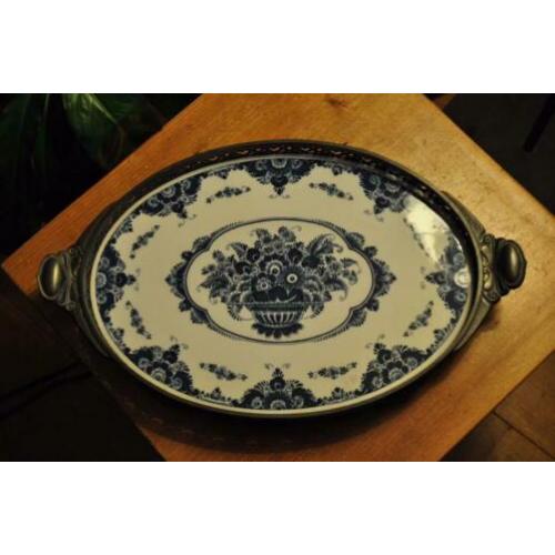 Delft blauw dienblad van plateel bakkerij Schoonhoven