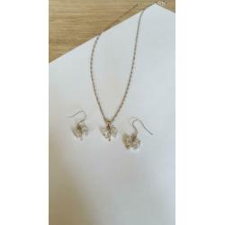925 Sterling Zilveren Set Vlinders met Zirkonia Nieuw