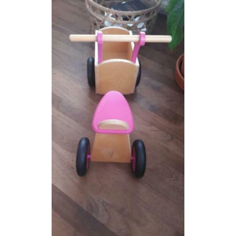 Zgan loopfiets bakfiets houten fiets