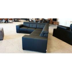 n624 modern strak leder hoekbank met verstelbaar rug