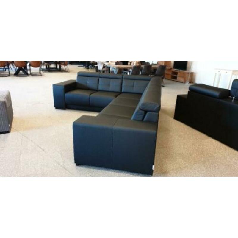 n624 modern strak leder hoekbank met verstelbaar rug