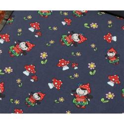 414)150x50cm Katoenen Jersey Meisje met Paddestoelen