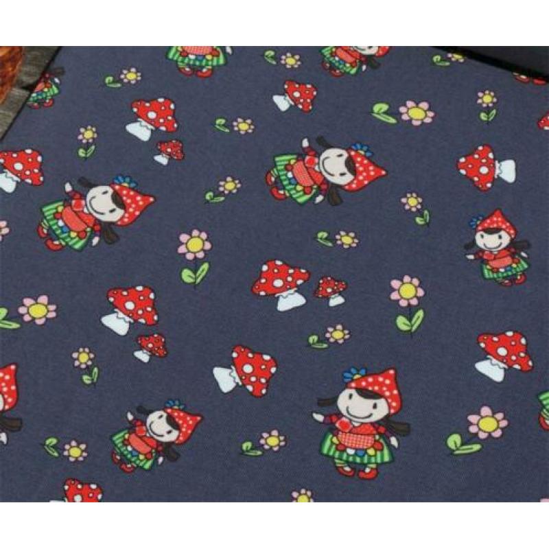 414)150x50cm Katoenen Jersey Meisje met Paddestoelen