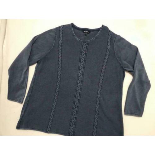 Trui Ulla Popken rookblauw stonewashed 100% katoen mt 50-52