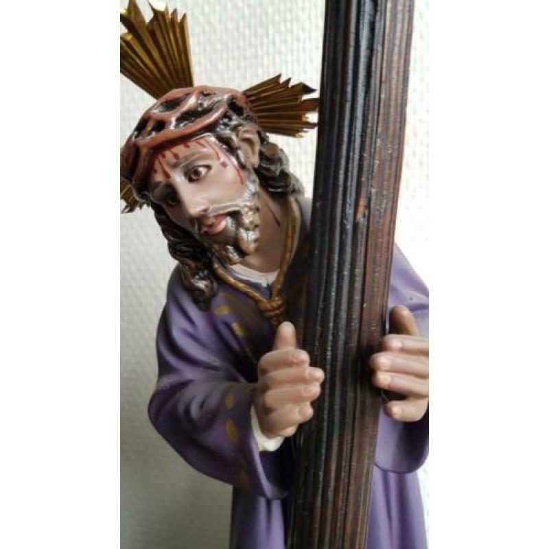 Porselein bisquit Christus beeld heilige Kruis 44cm