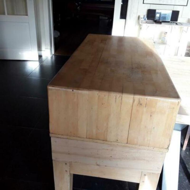 Groot vintage beuken houten slagersblok hakblok keuken blok!
