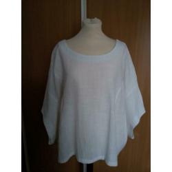 Blouse Shirt Tuniek Top Katoen Creme Wit vleermuismouwen XXL