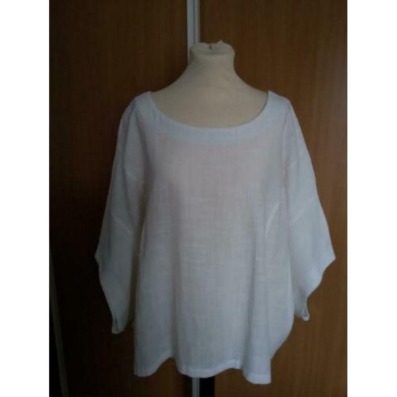 Blouse Shirt Tuniek Top Katoen Creme Wit vleermuismouwen XXL