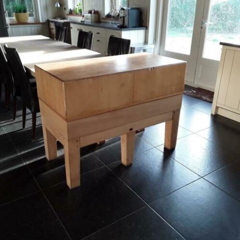 Groot vintage beuken houten slagersblok hakblok keuken blok!