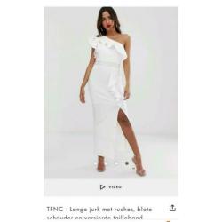 TFNC London mooie witte één schouder feestjurk in maat L/XL