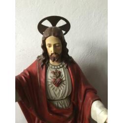 Antiek groot Jezus heilig hart beeld rex Sum ego joan XVIII