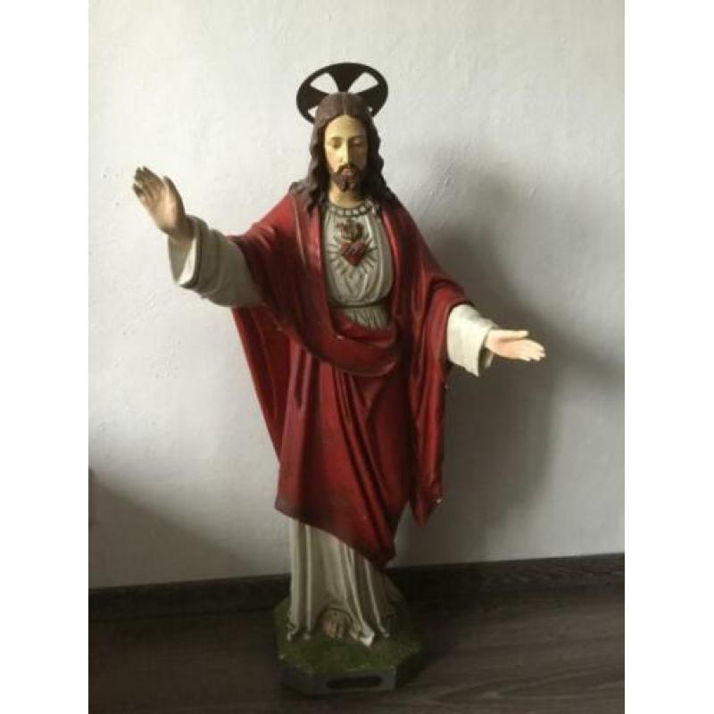 Antiek groot Jezus heilig hart beeld rex Sum ego joan XVIII