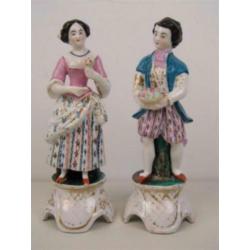 Twee polychrome Staffordshire beelden 19e eeuw