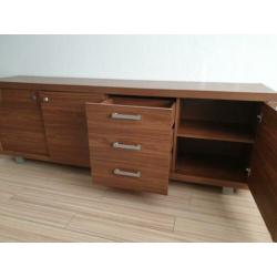 Dressoir 3 deuren/3 laden hout melamine/aluminium
