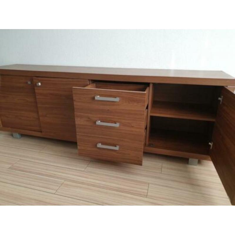 Dressoir 3 deuren/3 laden hout melamine/aluminium