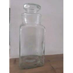 Antieke glazen Stolp Voorraadpot,