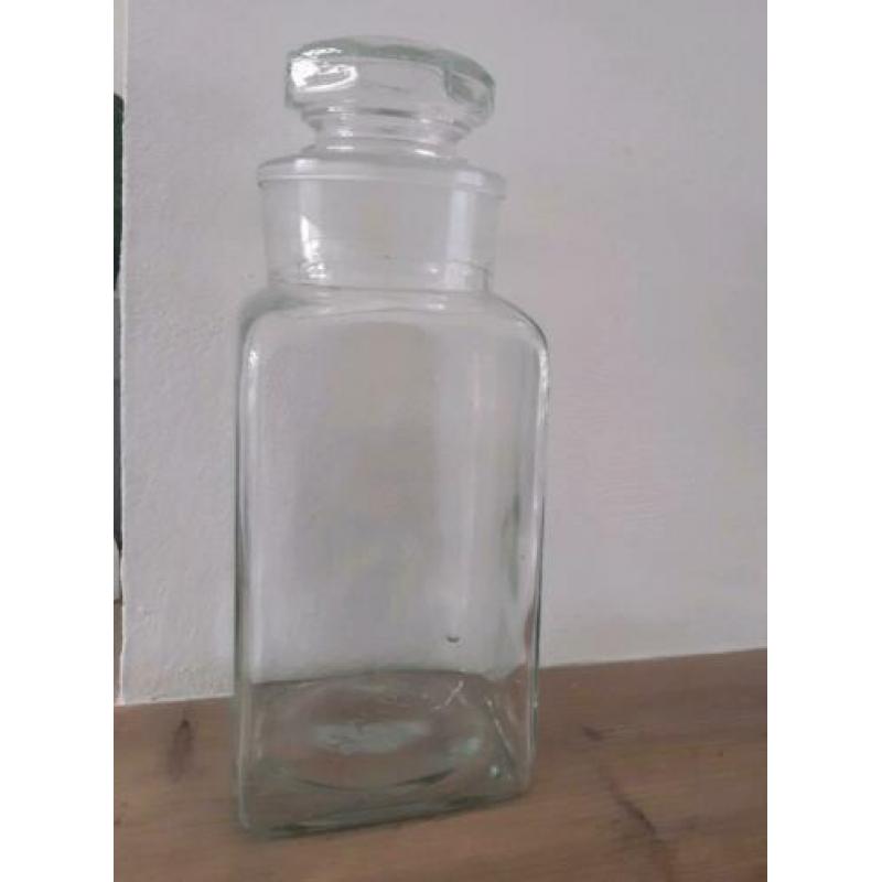 Antieke glazen Stolp Voorraadpot,