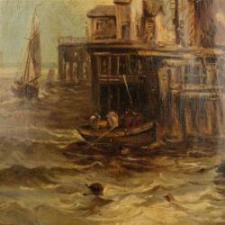 Havengezicht gesigneerd E. A. Sharpin