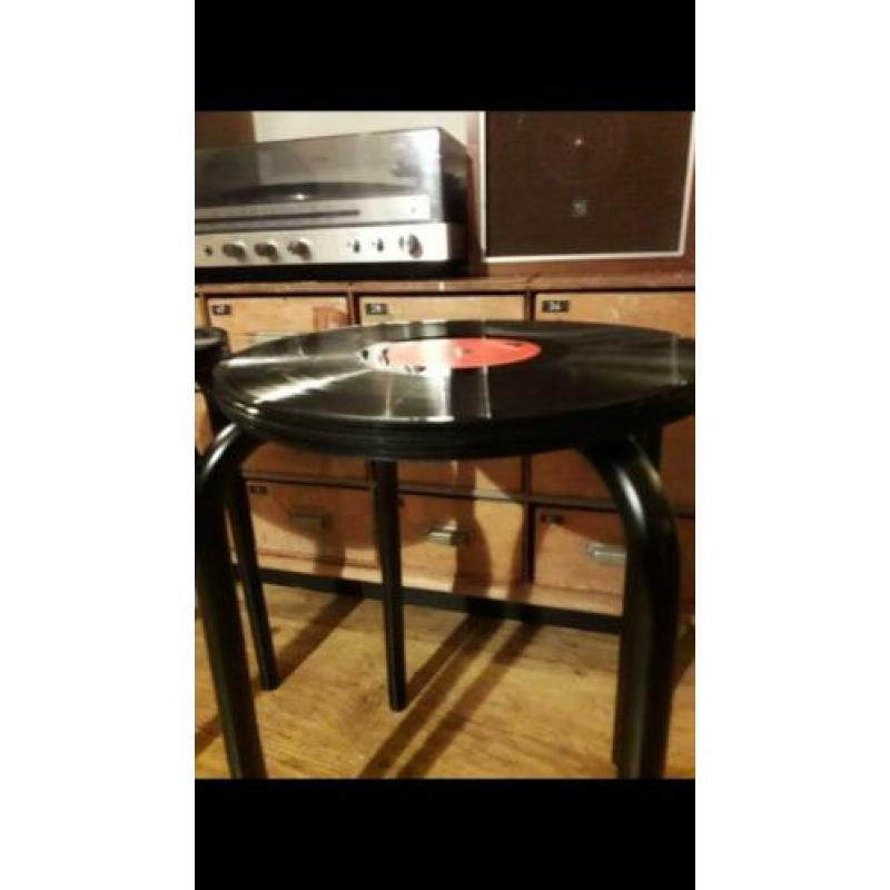 LP kruk / bijzettafel elpee / vintage retro krukje