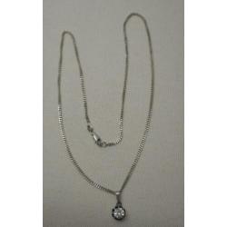 Zilveren ketting met hangertje met helder steentje nr.447