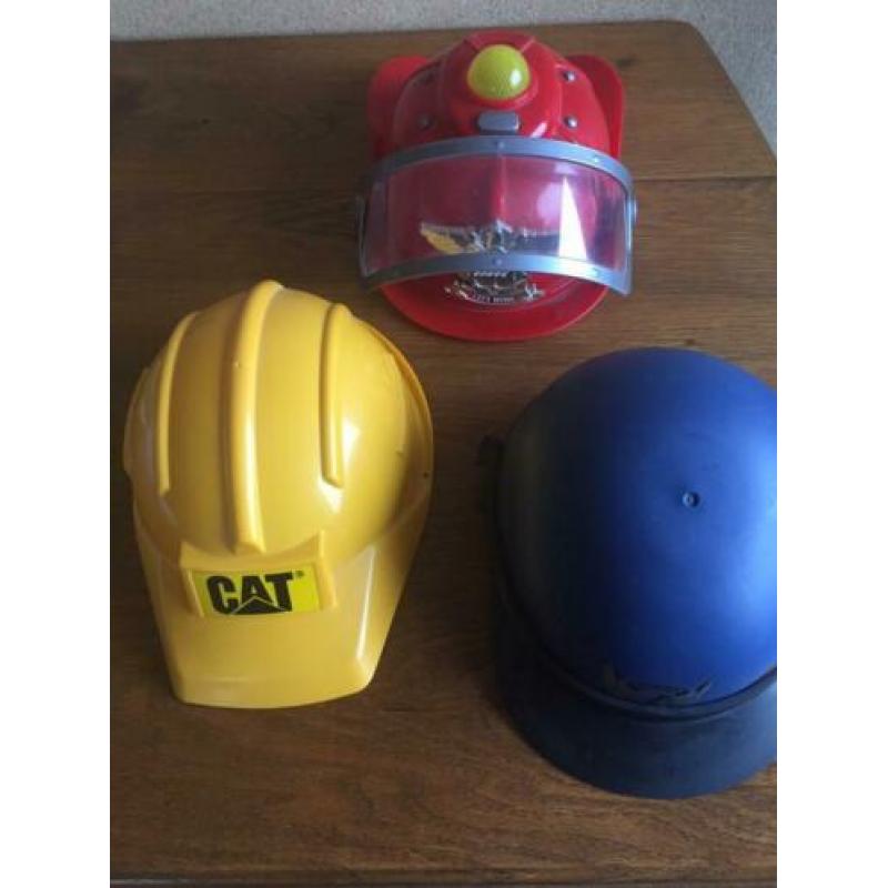 Bouwhelm, politiehelm en brandweerhelm met licht en geluid