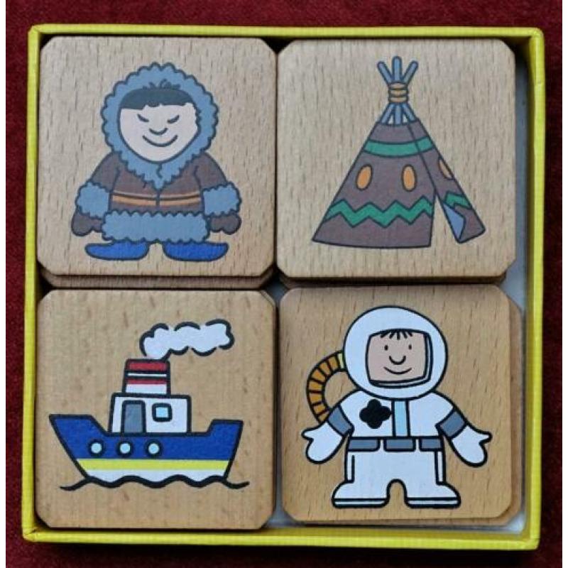 Nostalgisch houten speelgoed > memoryspel: waar leef ik?