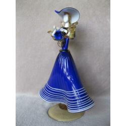 Kunstglas dame (blauwe jurk) Murano.