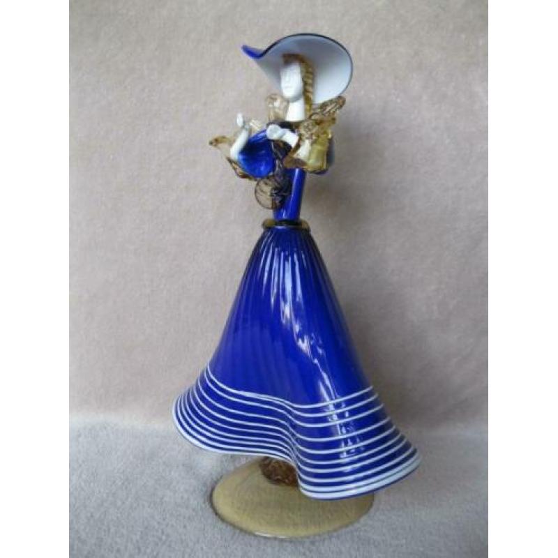 Kunstglas dame (blauwe jurk) Murano.