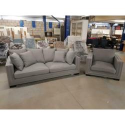 Showroom Richmond 3 zits grijze bank eventueel met fauteuil