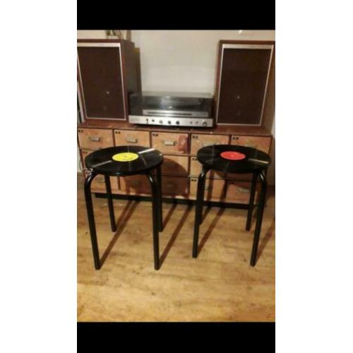LP kruk / bijzettafel elpee / vintage retro krukje