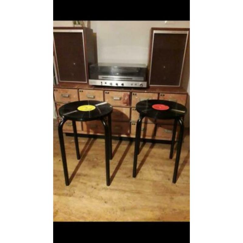 LP kruk / bijzettafel elpee / vintage retro krukje