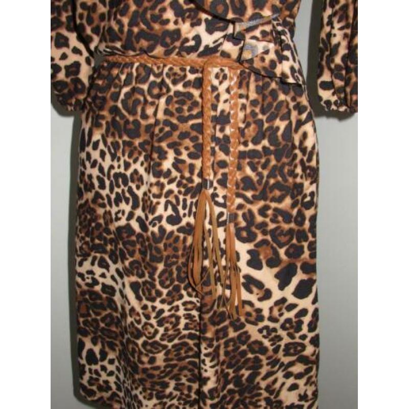 Green Dream jurk in panter print maat M