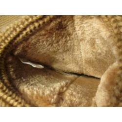 cognac enkellaars gevoerd 37/38 met gebreide rand, laars