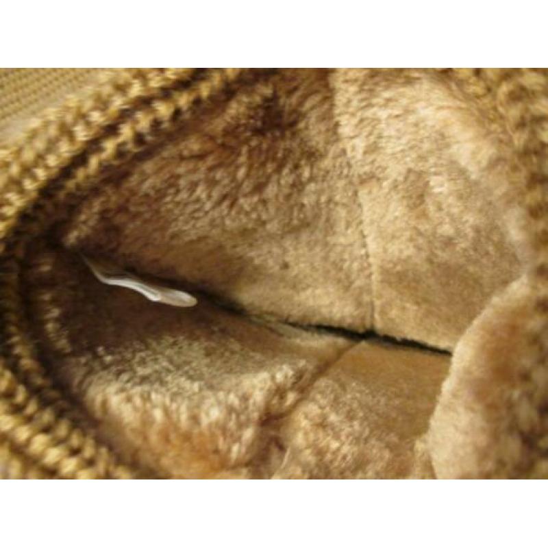 cognac enkellaars gevoerd 37/38 met gebreide rand, laars