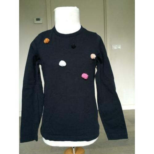 NAME IT shirt met pompons netjes donkerblauw 122 / 128 D15
