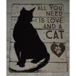 Poes - Kat : Metalen bord voor de echte kattenliefhebber