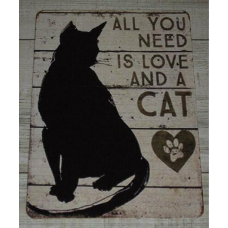Poes - Kat : Metalen bord voor de echte kattenliefhebber