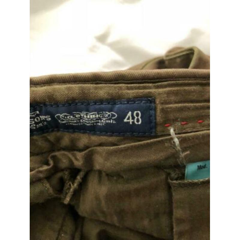 topmerk Merk mason's heren broek pantalon olijfgroen maat 48