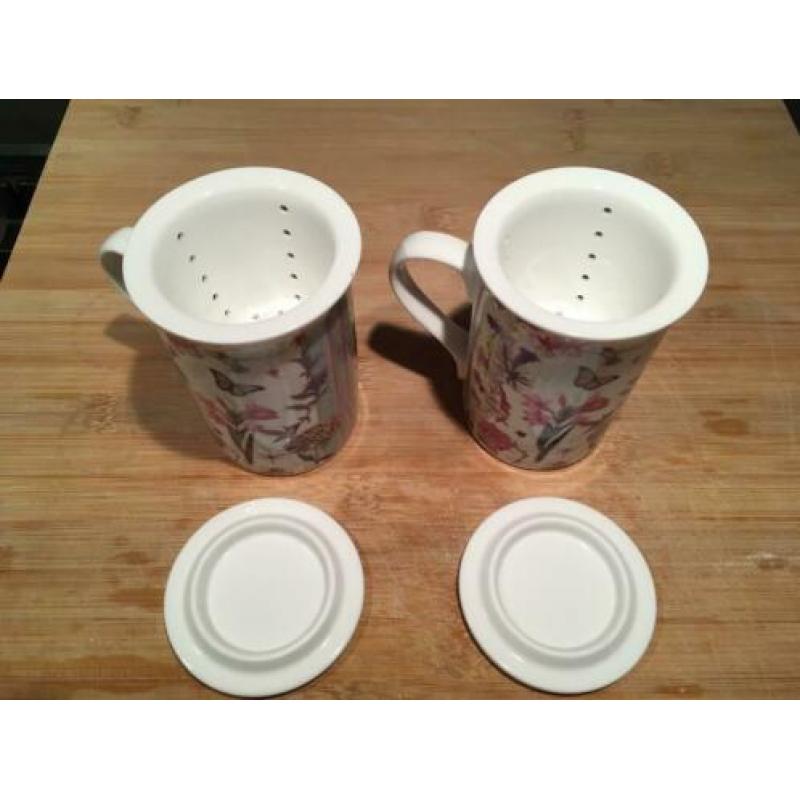 Thee mokken met filter voor losse thee (en deksel)