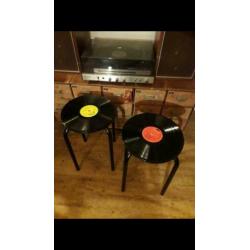 LP kruk / bijzettafel elpee / vintage retro krukje