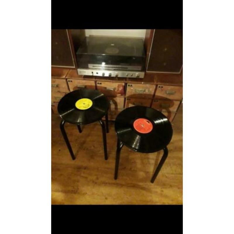 LP kruk / bijzettafel elpee / vintage retro krukje