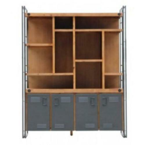 Industriële boekenkast | Acaciahout | metaal | stoer/robuust