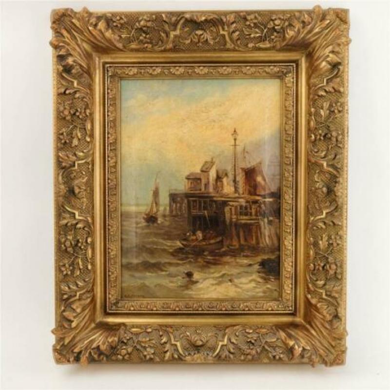 Havengezicht gesigneerd E. A. Sharpin