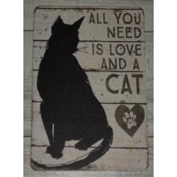 Poes - Kat : Metalen bord voor de echte kattenliefhebber