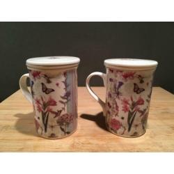Thee mokken met filter voor losse thee (en deksel)