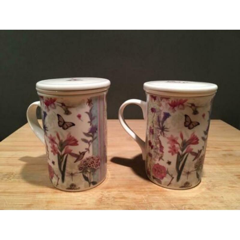Thee mokken met filter voor losse thee (en deksel)